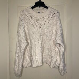 Aerie Chunky Cable Knit Sweater Medium Cream White Oversized
